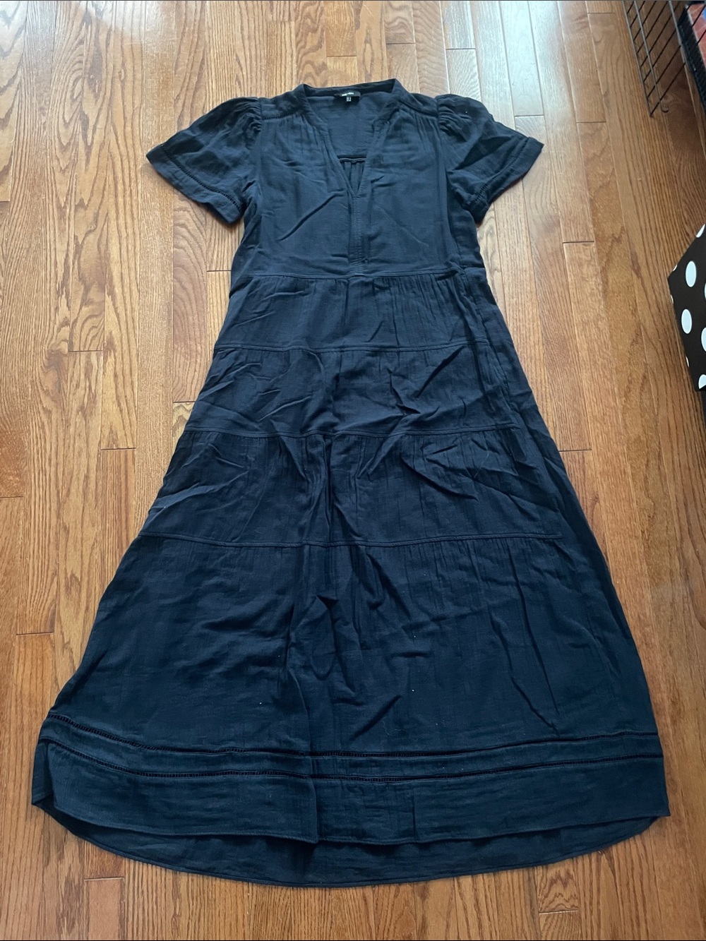 ME + EM Black Gauze Tiered Maxidress Sz 2